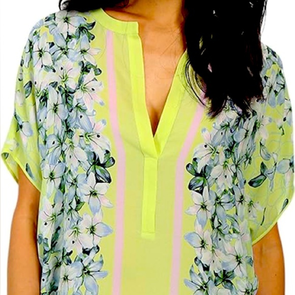 BCBG Maxazria Women’s Ayanna Oversized Scarf Shirt Lime Size Medium